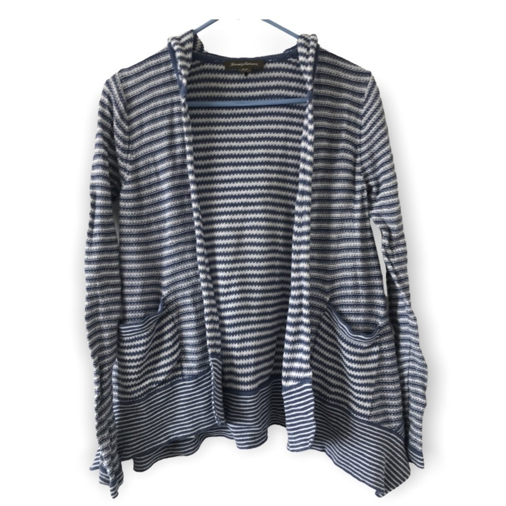 Tommy bahama striped linen cotton blend knit jacket with hood (T5)